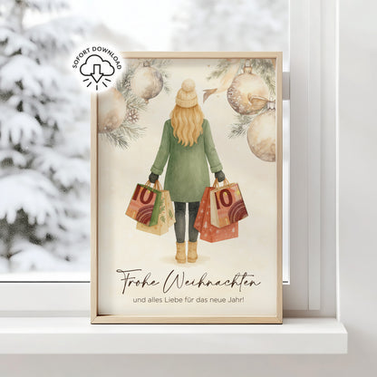 Printable „Frohe Weihnachten und alles Liebe für das neue Jahr“ | Geldgeschenk Weihnachten | Digitaler Download Poster