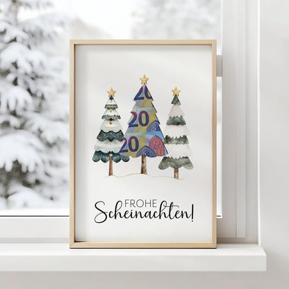 Frohe Scheinachten- Geldgeschenk Weihnachten | Weihnachtsgeschenk Vorlage