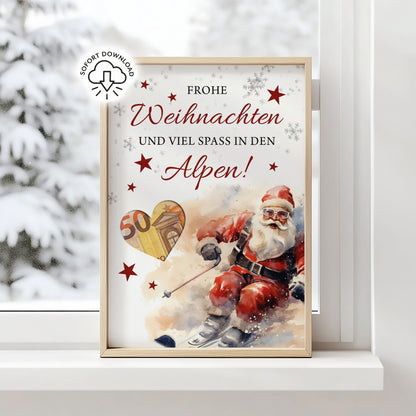 Frohe Weihnachten und viel Spaß in den Alpen | Geldgeschenk Skiurlaub