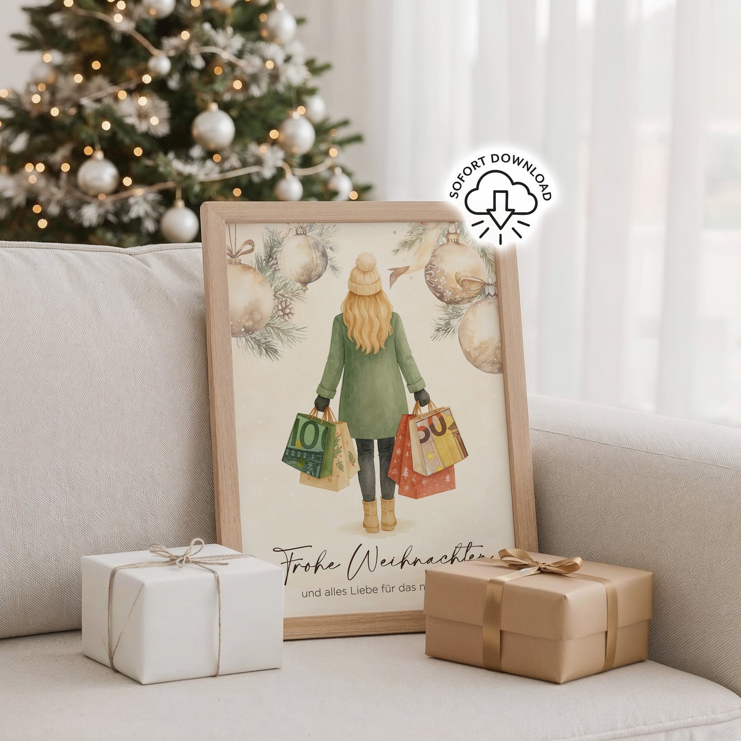 Printable „Frohe Weihnachten und alles Liebe für das neue Jahr“ | Geldgeschenk Weihnachten | Digitaler Download Poster