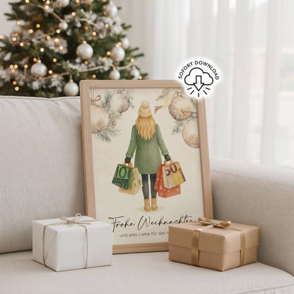 Printable „Frohe Weihnachten und alles Liebe für das neue Jahr“ | Geldgeschenk Weihnachten | Digitaler Download Poster