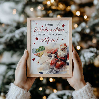 Frohe Weihnachten und viel Spaß in den Alpen | Geldgeschenk Skiurlaub