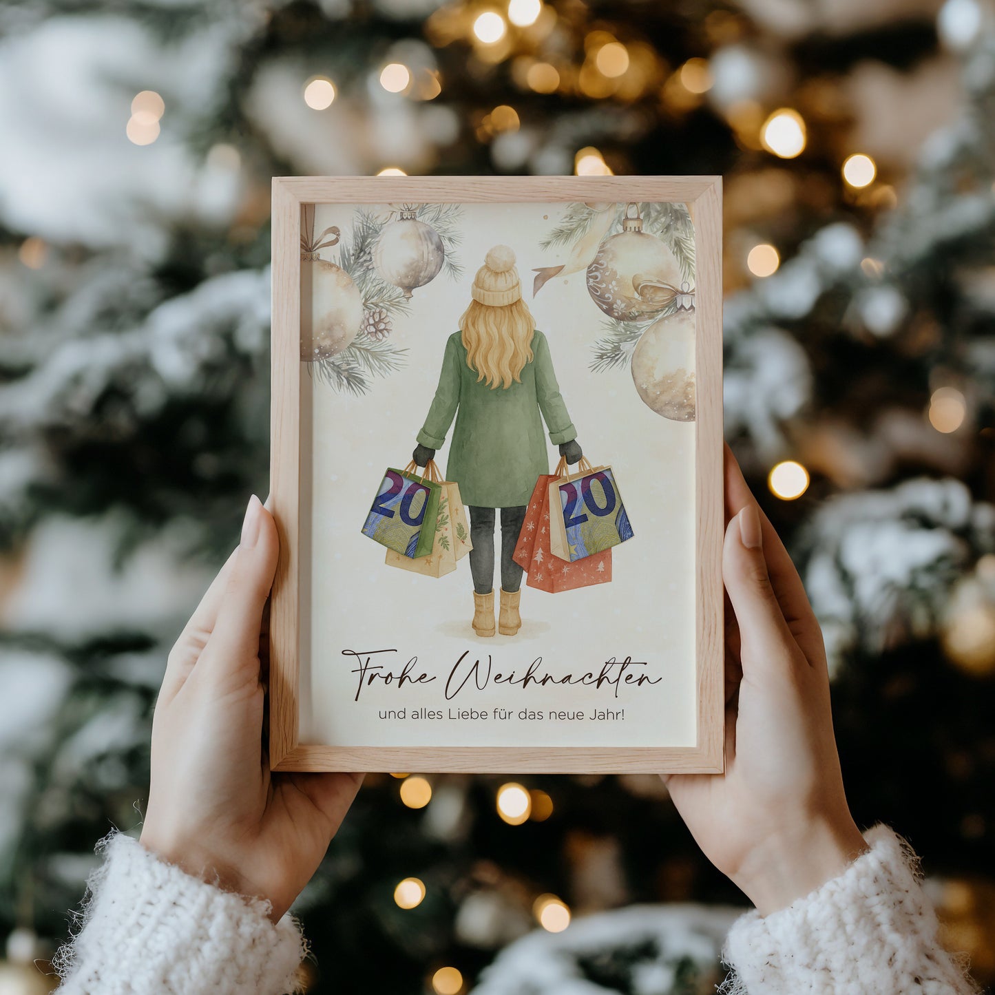 Printable „Frohe Weihnachten und alles Liebe für das neue Jahr“ | Geldgeschenk Weihnachten | Digitaler Download Poster