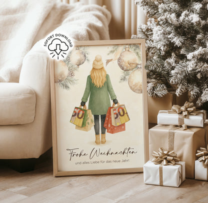 Printable „Frohe Weihnachten und alles Liebe für das neue Jahr“ | Geldgeschenk Weihnachten | Digitaler Download Poster