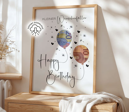 Geldgeschenk zum Geburtstag | Last-Minute Geschenk | Geburtstagsgeschenk Digitaler Download PDF