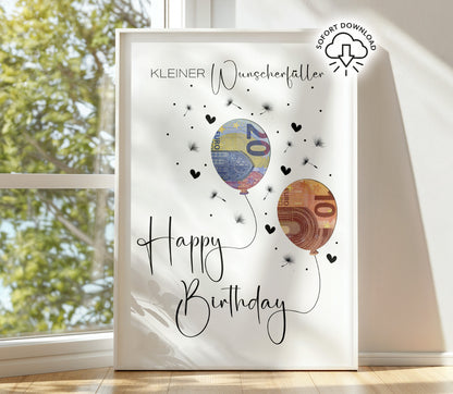 Geldgeschenk zum Geburtstag | Last-Minute Geschenk | Geburtstagsgeschenk Digitaler Download PDF