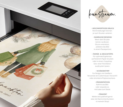 Printable „Frohe Weihnachten und alles Liebe für das neue Jahr“ | Geldgeschenk Weihnachten | Digitaler Download Poster