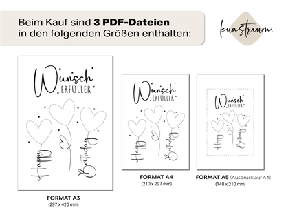 Printable „Kleiner Wunscherfüller“ | Geldgeschenk zum Geburtstag | Last-Minute Geschenk | Digitaler Download PDF