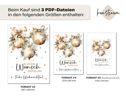 Wunscherfüller - Geldgeschenk Weihnachten | Weihnachtsgeschenk Christbaumkugeln
