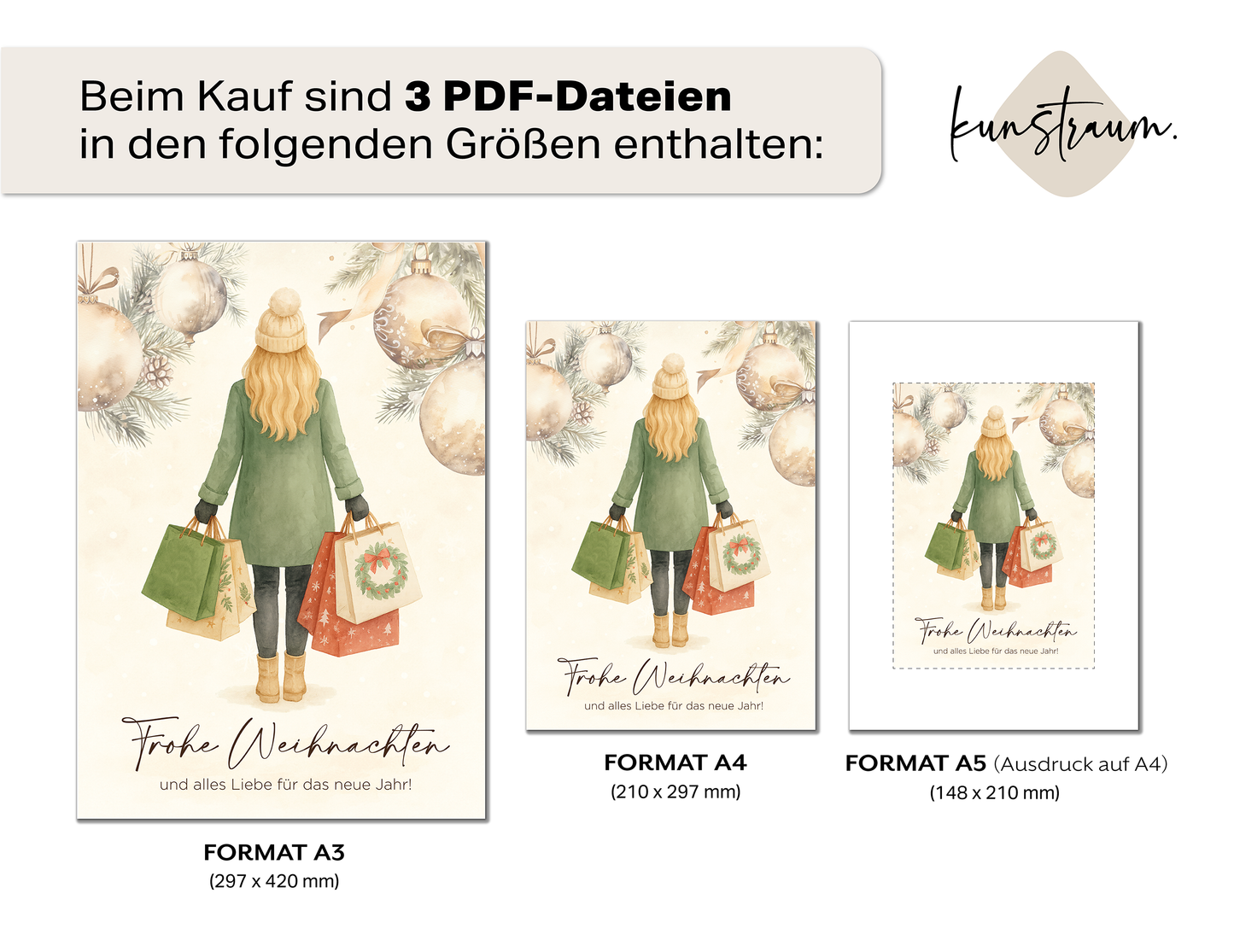 Printable „Frohe Weihnachten und alles Liebe für das neue Jahr“ | Geldgeschenk Weihnachten | Digitaler Download Poster