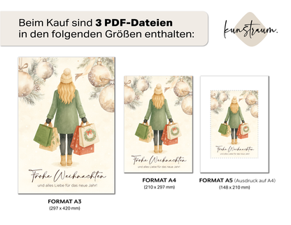 Printable „Frohe Weihnachten und alles Liebe für das neue Jahr“ | Geldgeschenk Weihnachten | Digitaler Download Poster