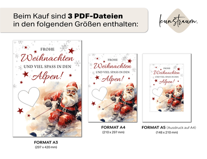 Frohe Weihnachten und viel Spaß in den Alpen | Geldgeschenk Skiurlaub
