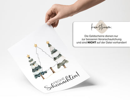 Frohe Scheinachten- Geldgeschenk Weihnachten | Weihnachtsgeschenk Vorlage