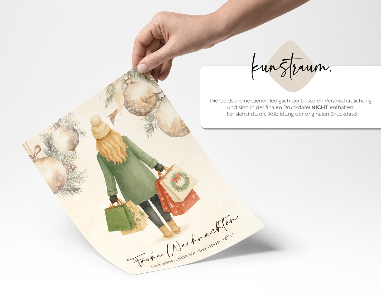 Printable „Frohe Weihnachten und alles Liebe für das neue Jahr“ | Geldgeschenk Weihnachten | Digitaler Download Poster