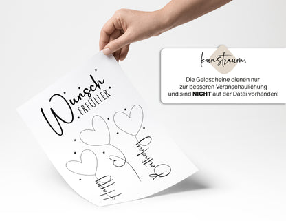 Printable „Kleiner Wunscherfüller“ | Geldgeschenk zum Geburtstag | Last-Minute Geschenk | Digitaler Download PDF