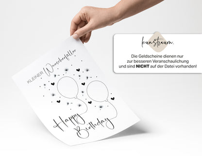 Geldgeschenk zum Geburtstag | Last-Minute Geschenk | Geburtstagsgeschenk Digitaler Download PDF