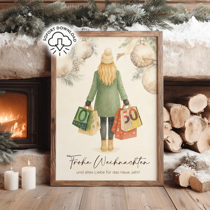 Printable „Frohe Weihnachten und alles Liebe für das neue Jahr“ | Geldgeschenk Weihnachten | Digitaler Download Poster