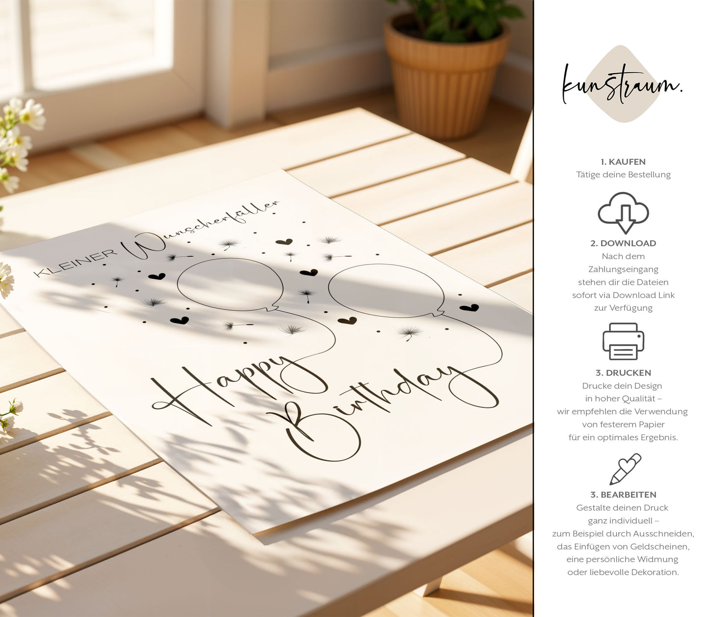 Geldgeschenk zum Geburtstag | Last-Minute Geschenk | Geburtstagsgeschenk Digitaler Download PDF