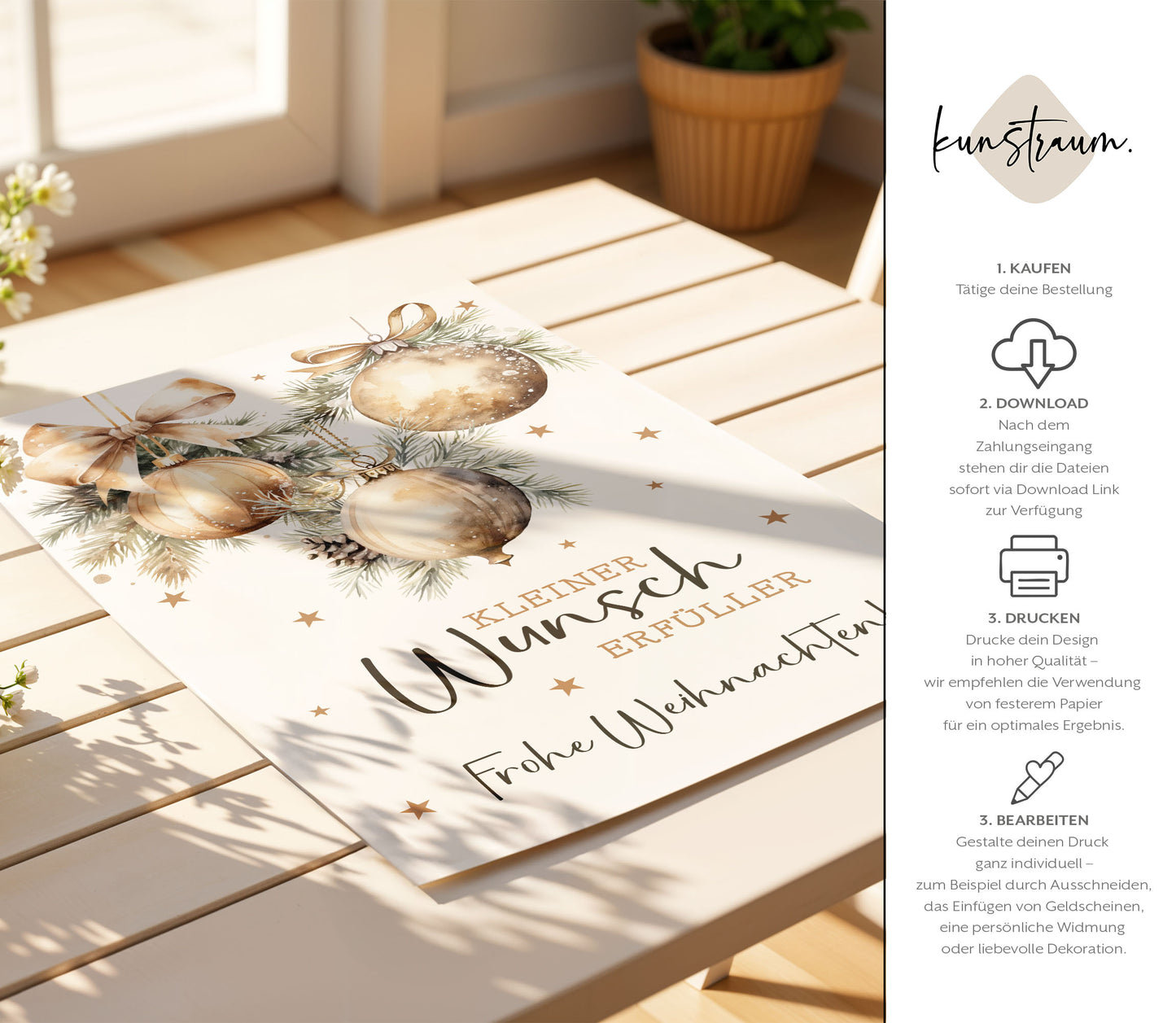 Wunscherfüller - Geldgeschenk Weihnachten | Weihnachtsgeschenk Christbaumkugeln