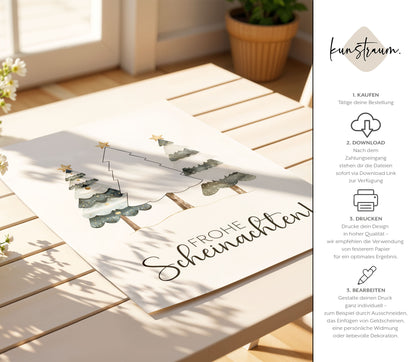 Frohe Scheinachten- Geldgeschenk Weihnachten | Weihnachtsgeschenk Vorlage