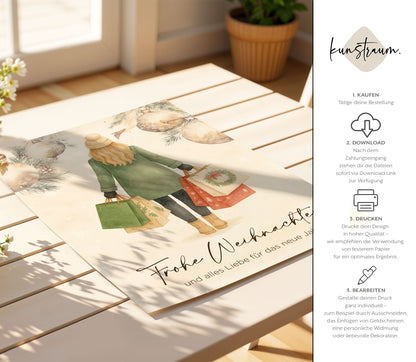 Printable „Frohe Weihnachten und alles Liebe für das neue Jahr“ | Geldgeschenk Weihnachten | Digitaler Download Poster