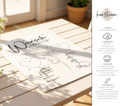 Printable „Kleiner Wunscherfüller“ | Geldgeschenk zum Geburtstag | Last-Minute Geschenk | Digitaler Download PDF