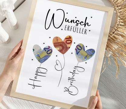 Printable „Kleiner Wunscherfüller“ | Geldgeschenk zum Geburtstag | Last-Minute Geschenk | Digitaler Download PDF