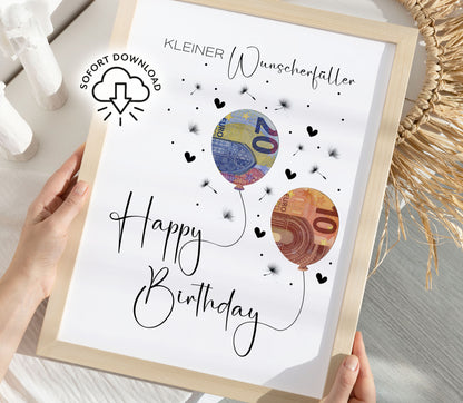 Geldgeschenk zum Geburtstag | Last-Minute Geschenk | Geburtstagsgeschenk Digitaler Download PDF